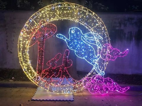 Flat Mid-AutumnRabbitMoonround Christmas decoration light by JKPARKRIDES