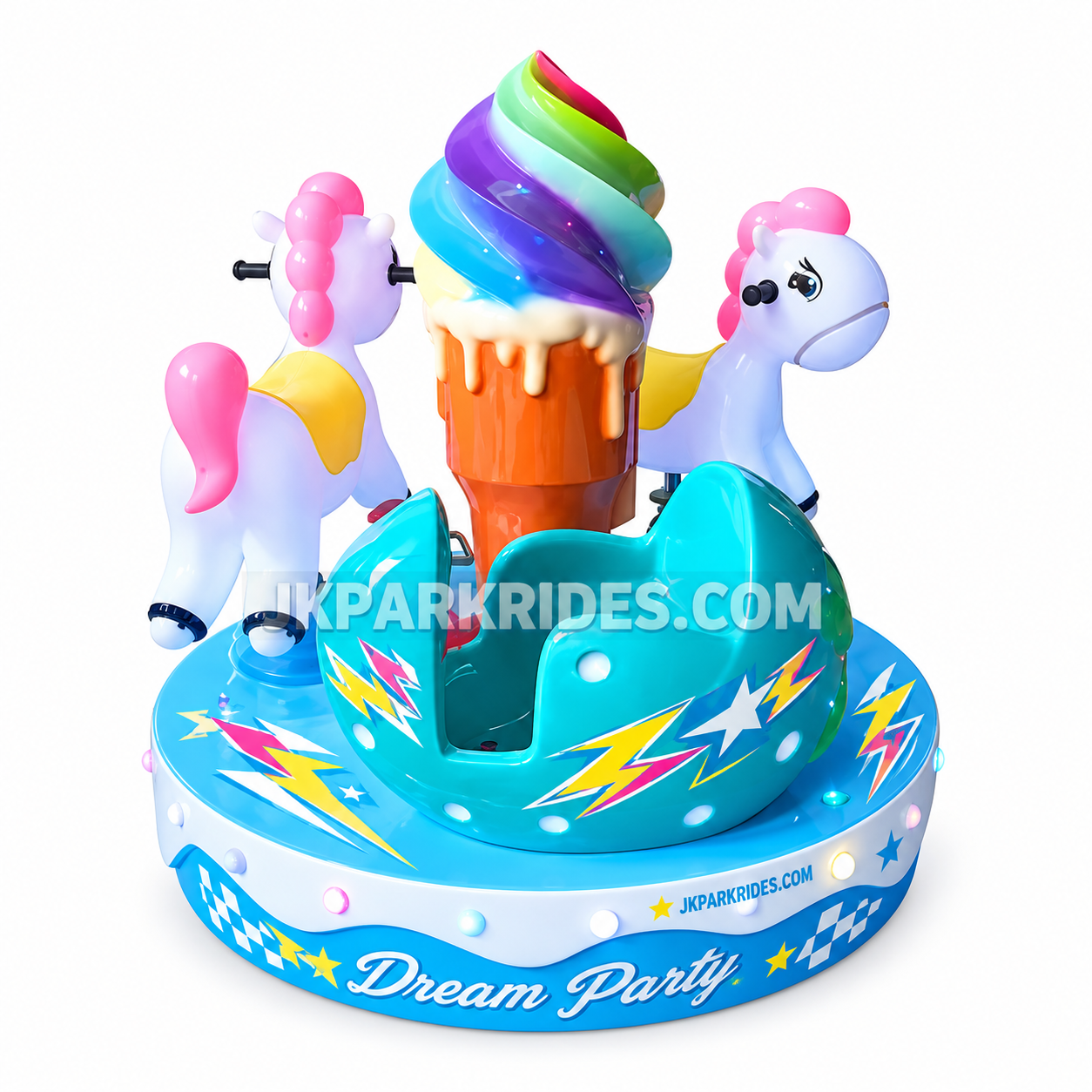 Fantasy Party - Rainbow Sweetener Three Person Mini Carousel — JKPARKRIDES product image