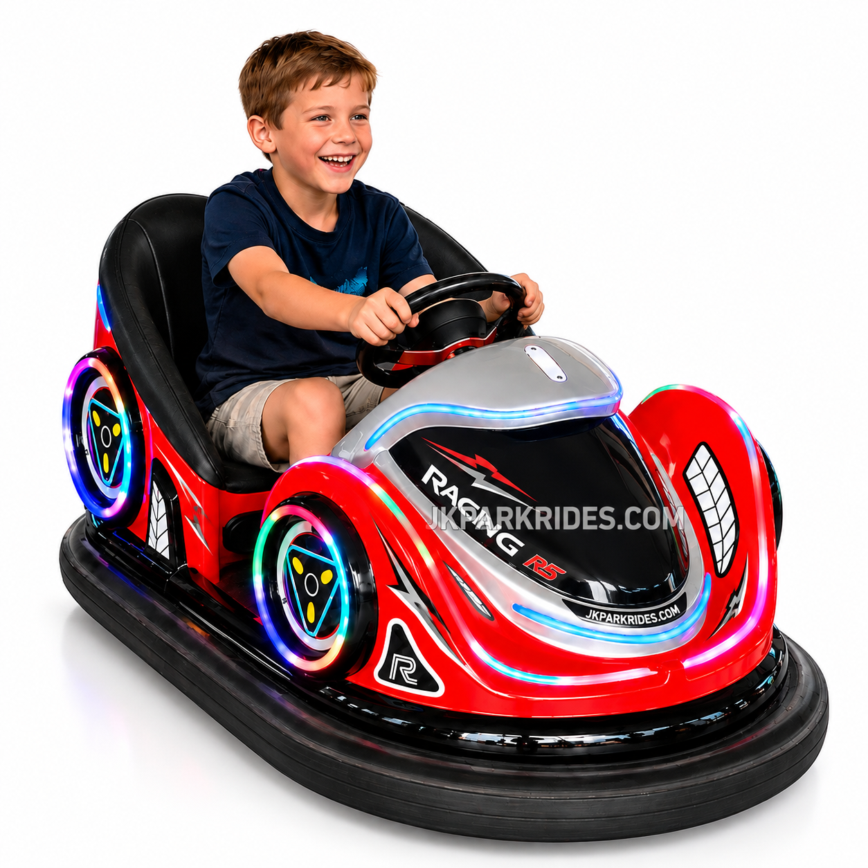 Fiberglass Anti-Collision Shell, Dual Control Mode (Manual & Remote), Safe Battery Operated Dodgem Car for Children — JKPARKRIDES product image