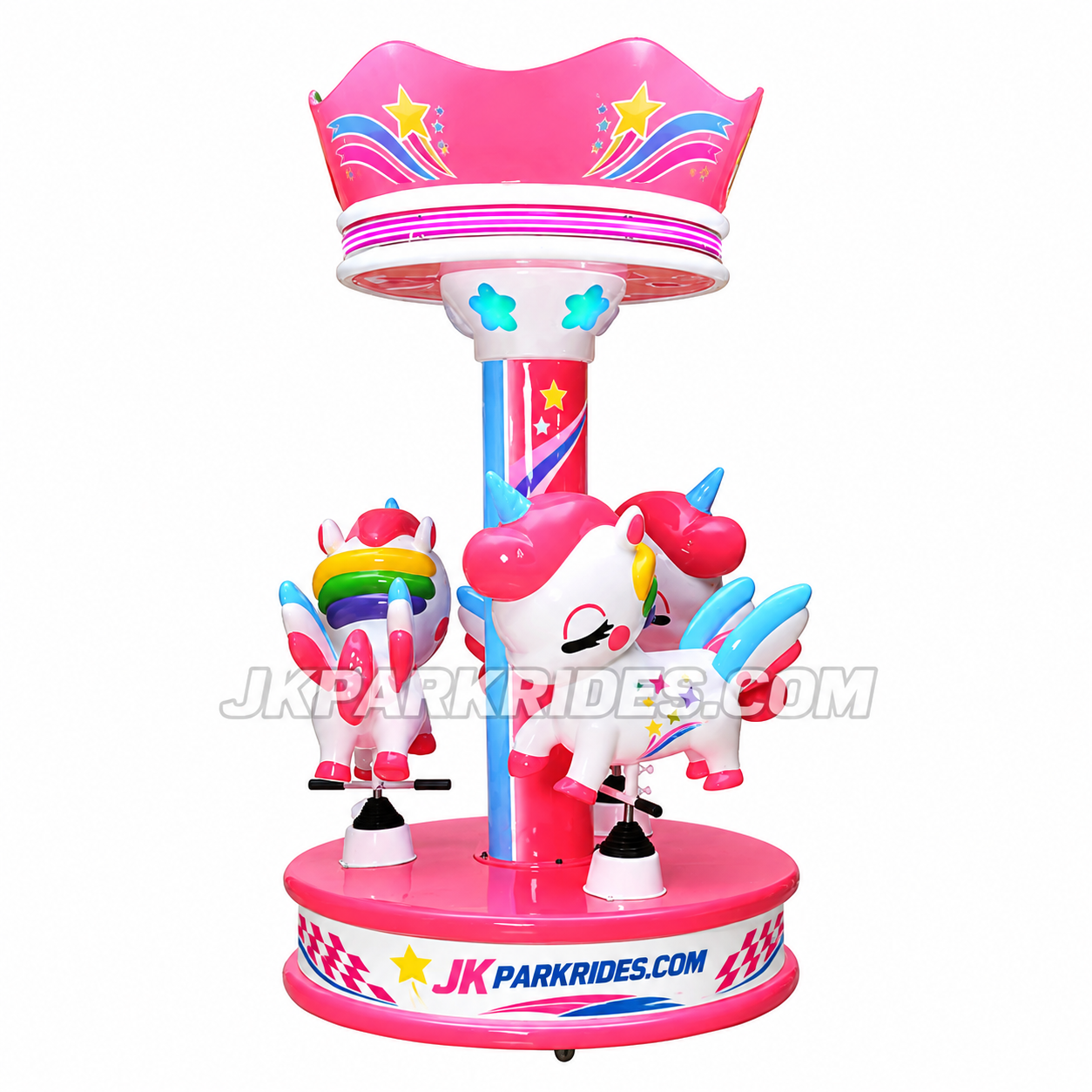 Rainbow Unicorn - Three Person Mini Carousel — JKPARKRIDES product image