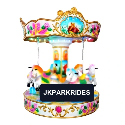 Dream Palace Six-Person Carousel — white and gold carousel with horses and a circular canopy