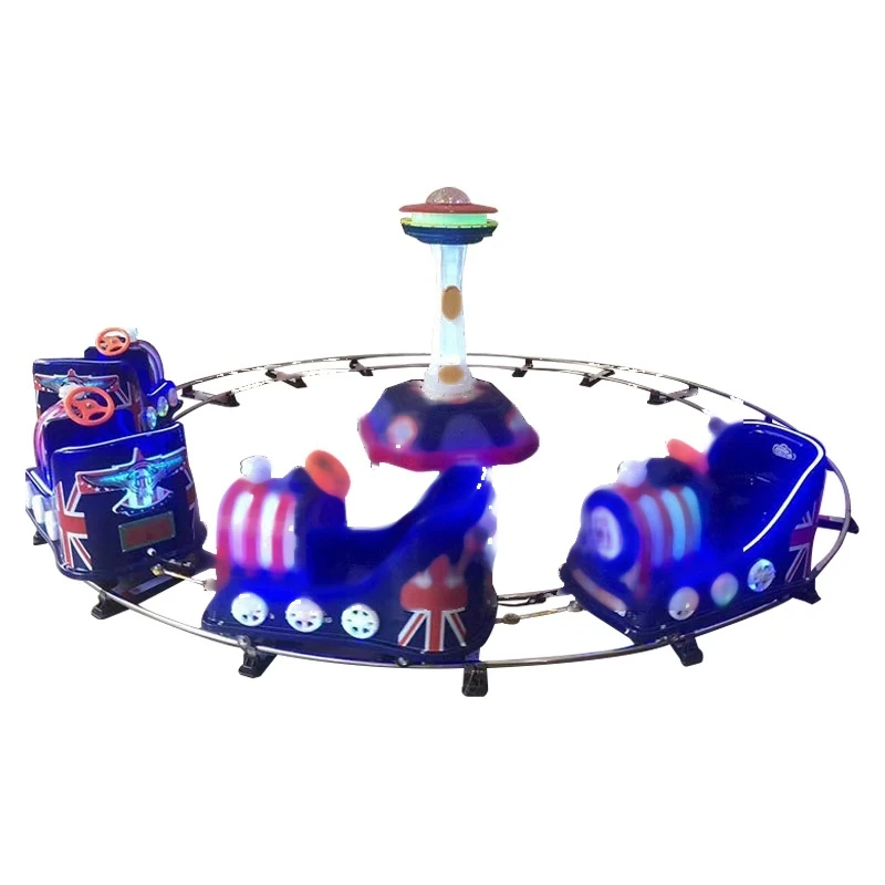 Factory wholesale, outdoor plaza, multiple electric track trains, children's playground equipment trains — overall equipment view