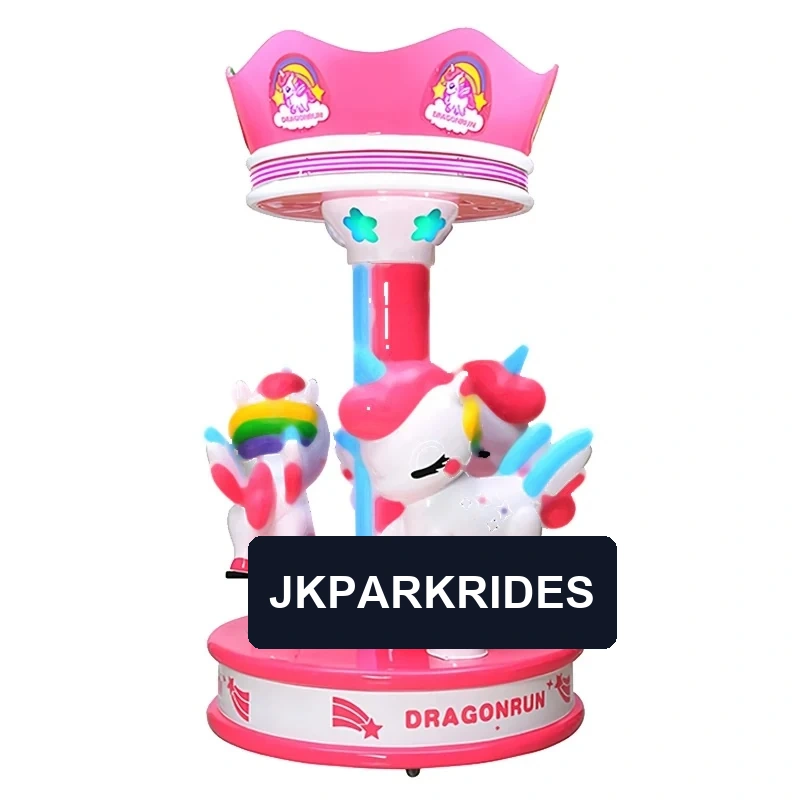 Rainbow Unicorn Three-Seat Carousel — overall equipment view