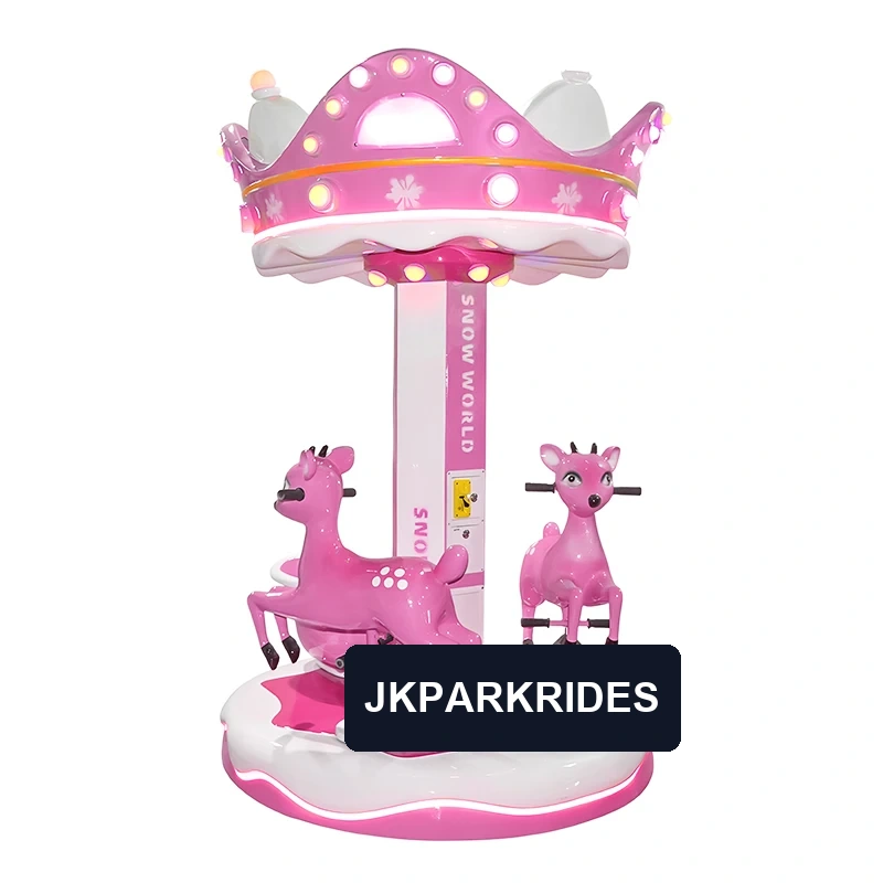 Ice & Snow Three-Person Carousel — pink crown-themed mini carousel