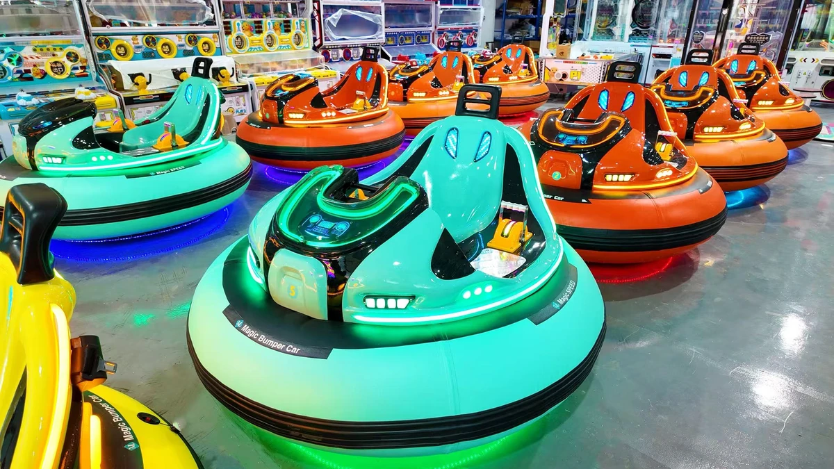 The electric bumper car fleet. by JKPARKRIDES