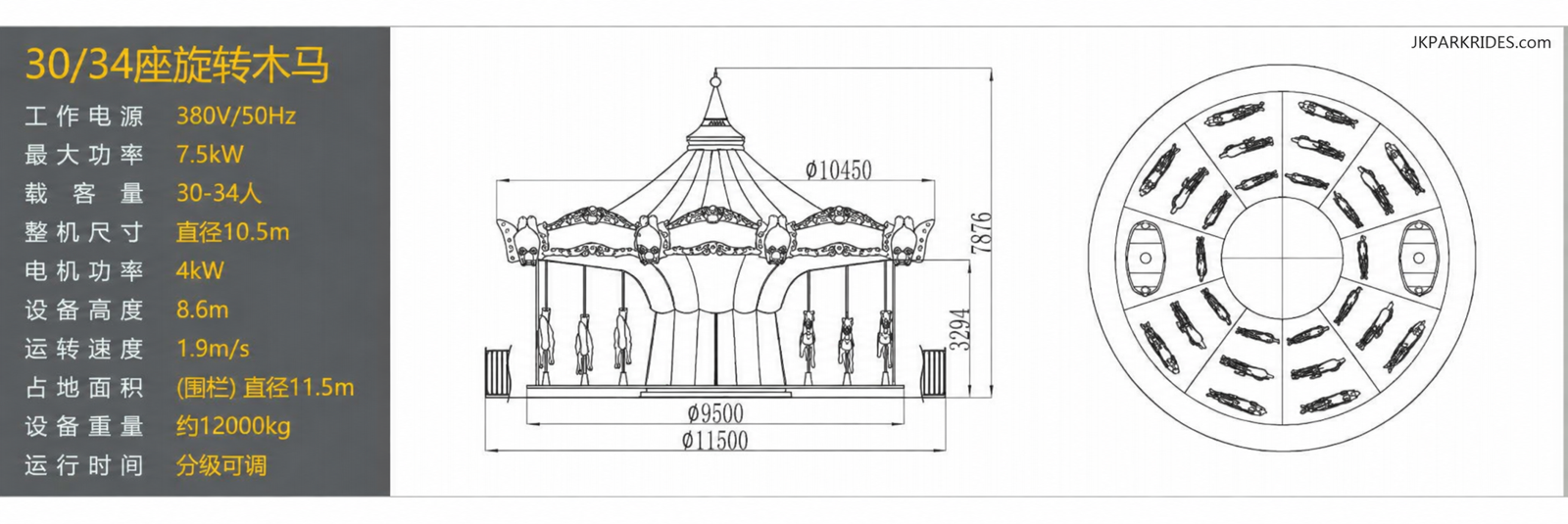 34-Seat Carousel — specification view