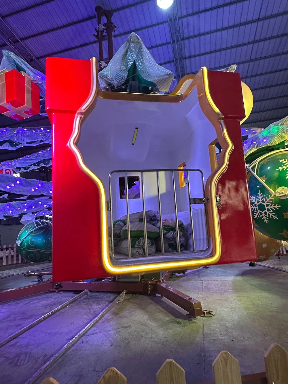 Christmas Tree Ride cabin under construction at JKPARKRIDES