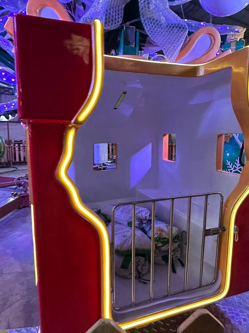 Christmas Tree Ride cabin under construction at JKPARKRIDES