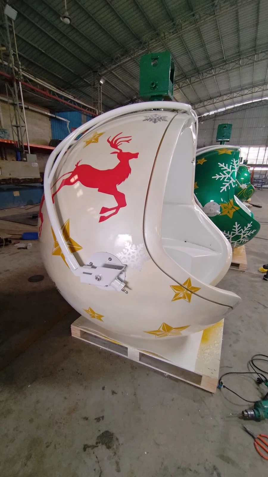 Christmas Tree Ride cabin under construction at JKPARKRIDES